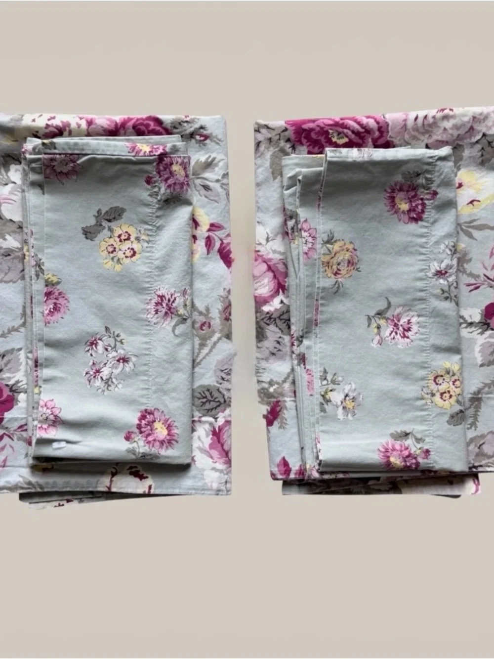 Pottery Barn Floral Pillowcase Sham Set   (4)  Roses Cotton Cottage Vintage